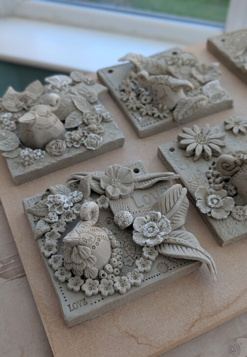 Cobalt Blue Pottery Bird Tile Workshop