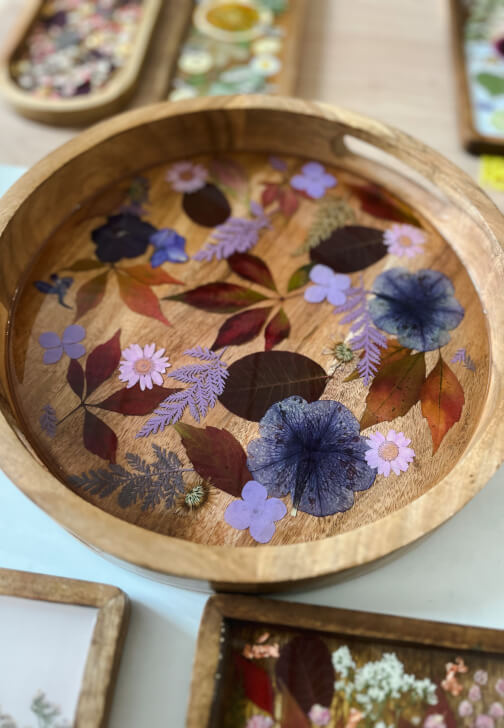 Preserving Flowers in Resin: Wooden Tray Workshop