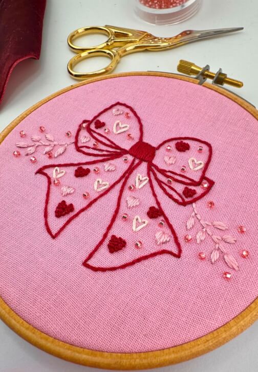 Pretty Bow Sip and Stitch Embroidery Workshop