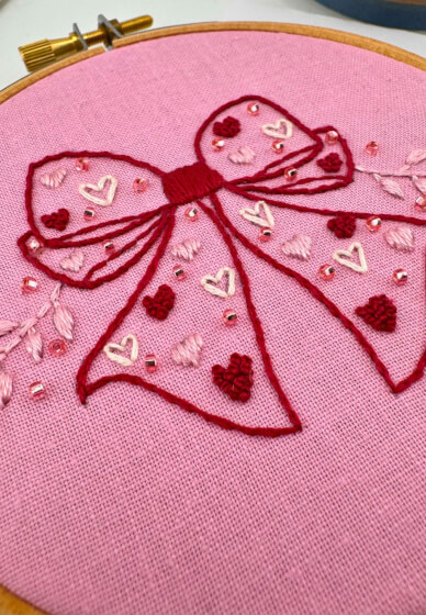 Pretty Bow Sip and Stitch Embroidery Workshop