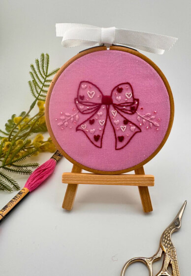 Pretty Bow Sip and Stitch Embroidery Workshop