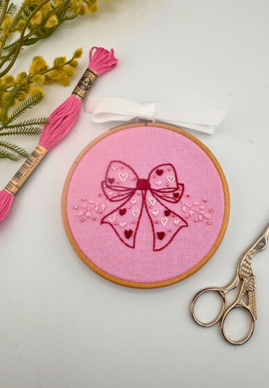Pretty Bow Sip and Stitch Embroidery Workshop