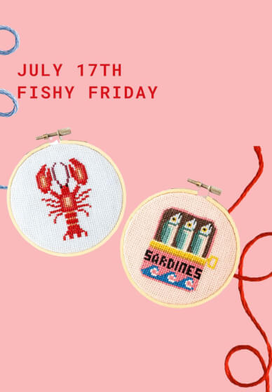 Sip and Cross Stitch Class: Relaxing Friday Night Workshop