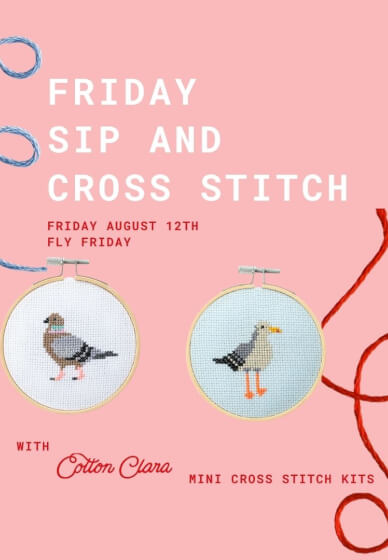 Sip and Cross Stitch Class: Relaxing Friday Night Workshop
