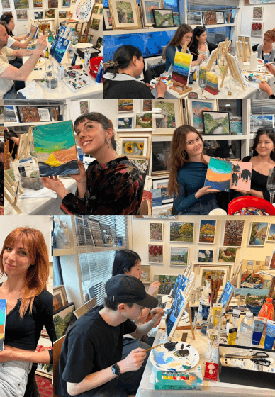 Sip and Paint Class in Artist Studio