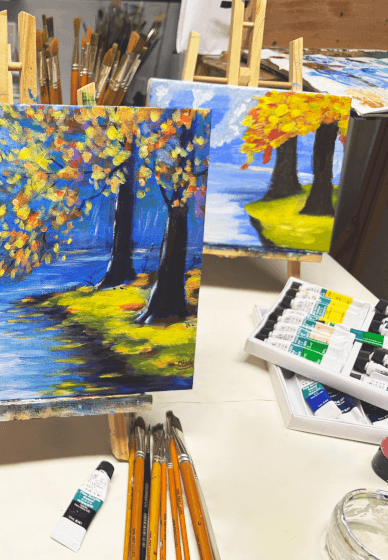 Sip and Paint Class in Artist Studio