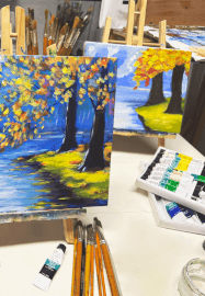 Sip and Paint Class in Artist Studio