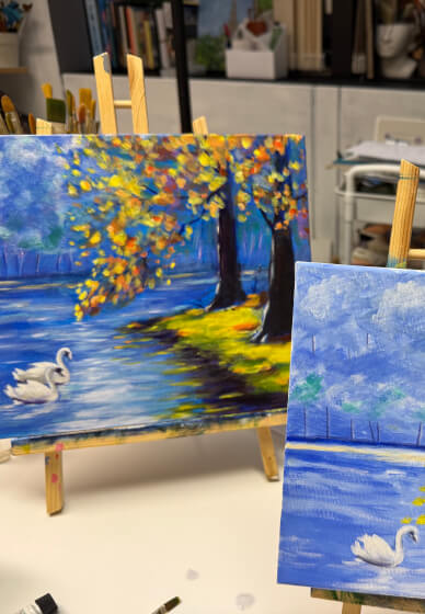 Sip and Paint Class in Artist Studio