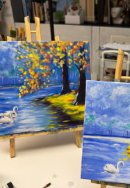 Sip and Paint Class in Artist Studio