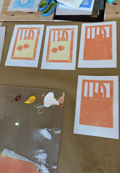 Social Print Session – Gelli, Lino and Tetrapak