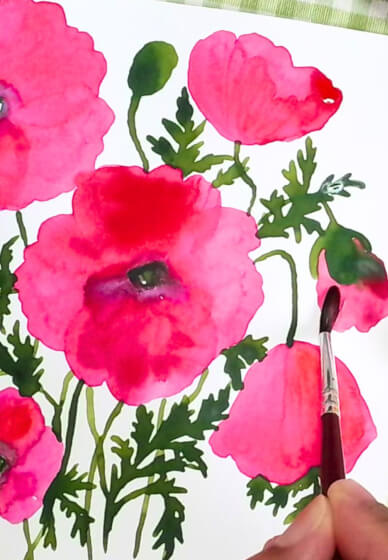 Spring Poppies Watercolour Painting at Home