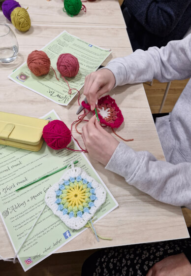 Sunburst Granny Square Crochet Class