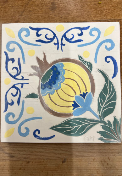 Tile Pottery Painting Class: Design, Colour and Carve