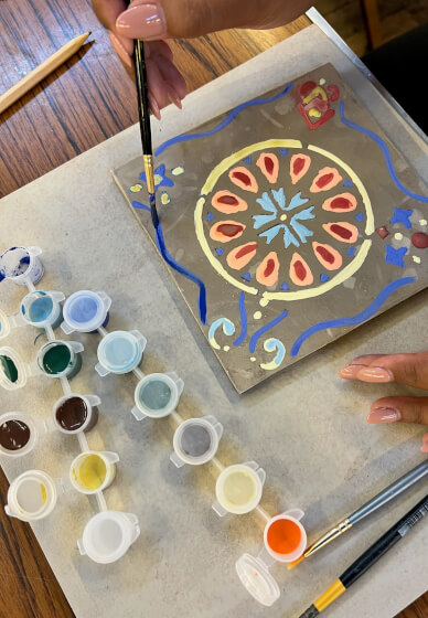 Tile Pottery Painting Class: Design, Colour and Carve