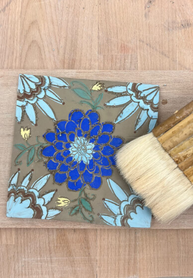 Tile Pottery Painting Class: Design, Colour and Carve