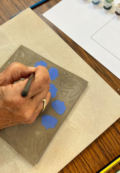 Tile Pottery Painting Class: Design, Colour and Carve