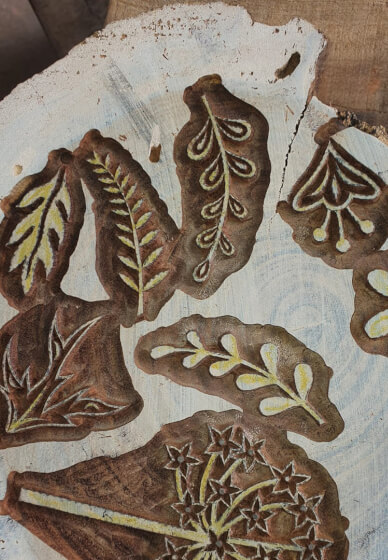 Wood Block Printing Kit - Botanical Drawstring Bag