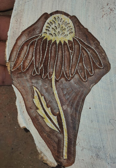 Wood Block Printing Kit - Floral Tea Towel