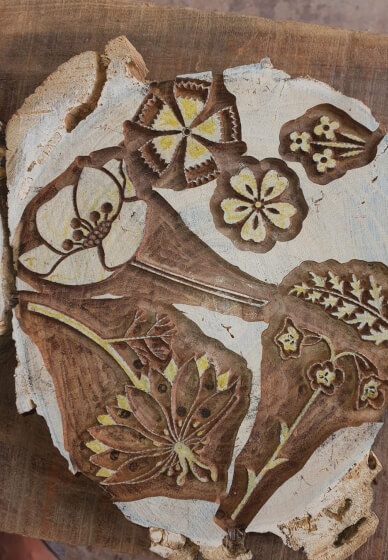 Wood Block Printing Kit - Floral Zip Bag