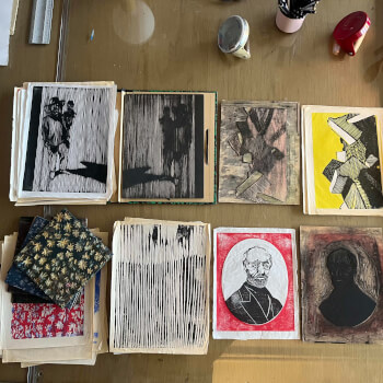 Print selection to show the numerous fun ways to make woodcut prints