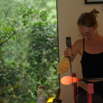 Blowing glass