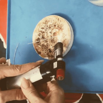 Balling the wire with a blowtorch 