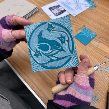 Finished carved lino block