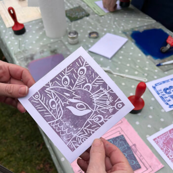 The final step - your beautiful lino print!