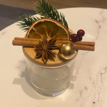 Festive candle jar lid 