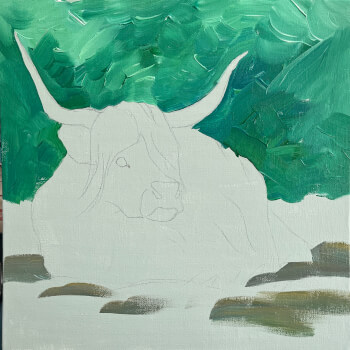 Block in the green background
