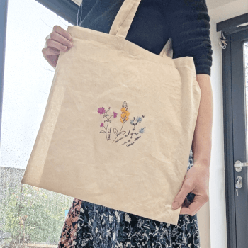 Take away your hand-stitched tote bag