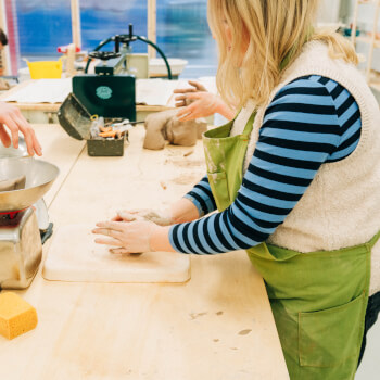 preparing the clay 