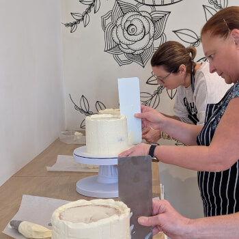 Smoothing the buttercream