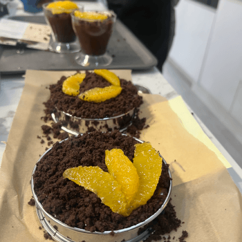 Assembling the dessert