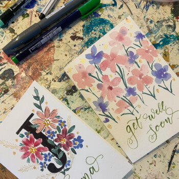 Create a set of beautiful handmade cards to take home
