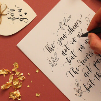 Use your new skills to create a set of hand-lettered cards, envelopes, and gift tags
