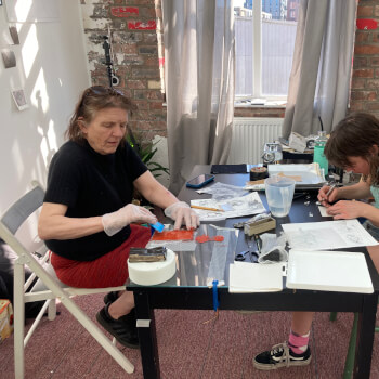Work in a small studio setting