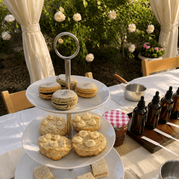 Light refreshments and relax while candles set