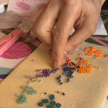 Colour sorting beads and sequins 