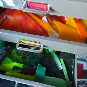 Colourful glass pieces