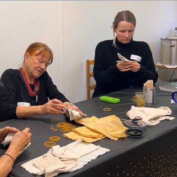 Shibori art of creating patterns on fabric.