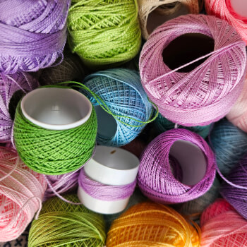A rainbow of coloured threads to choose from