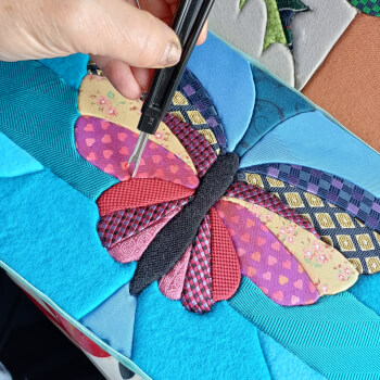 Keep attaching fabric pieces 