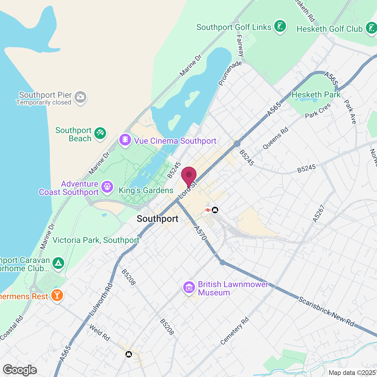 Prince of Wales Hotel Southport location