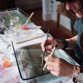 Mindful Marbling, fluid art teacher