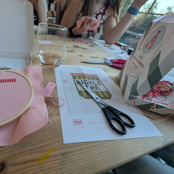 Sip and Cross Stitch Class: Relaxing Friday Night Workshop review by Hannah - London