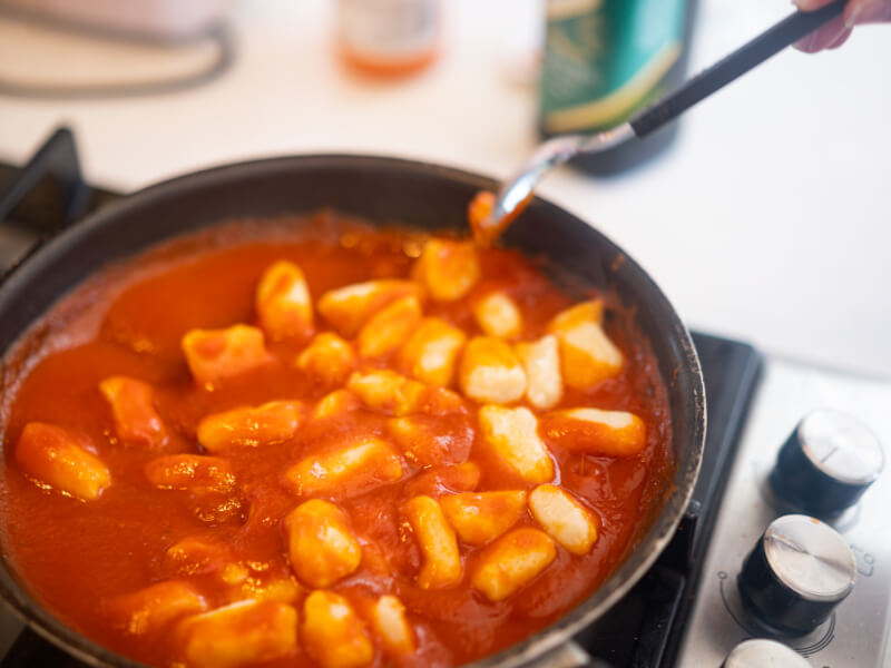 Handmade gnocchi at an Italian cooking class.