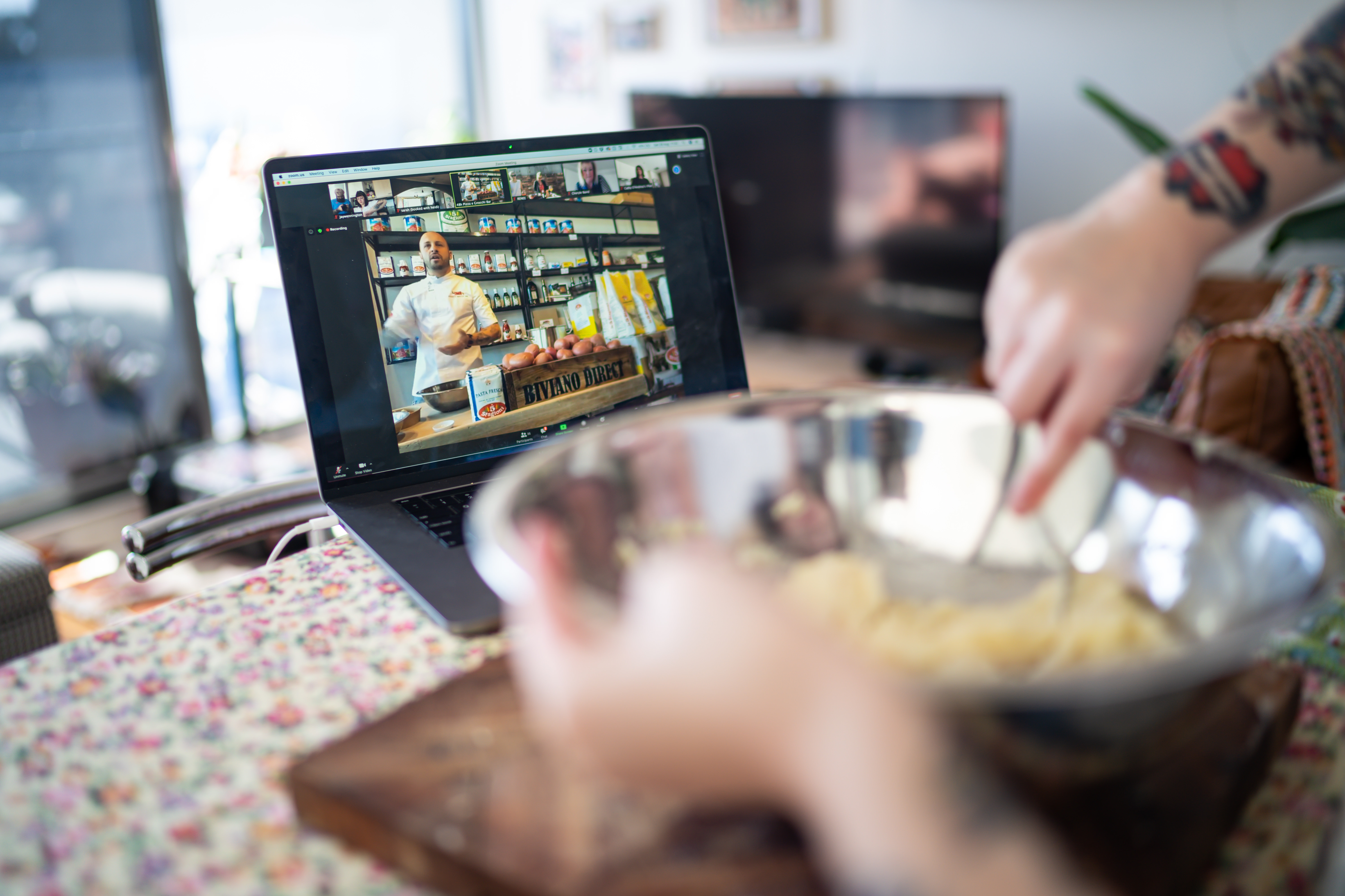 a virtual cooking class in progress