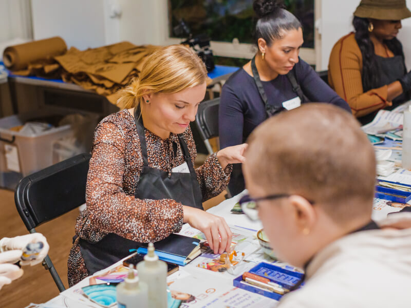 Group of people working at a kintsugi workshop