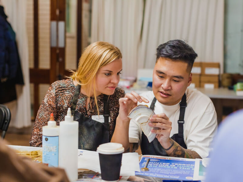 A couple working on a kintsugi project together